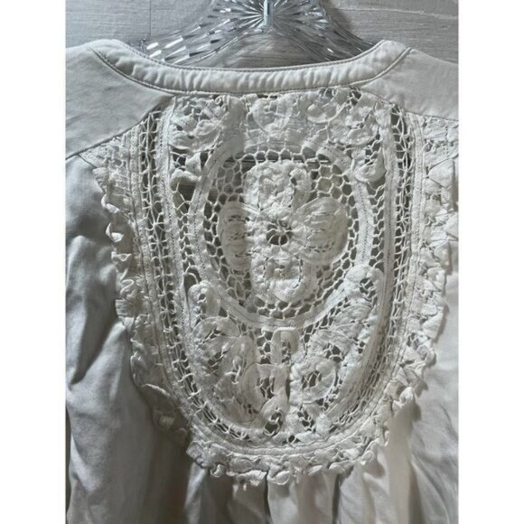 Anthropologie Holding‎ Horses Prairie White Chambray Shirt Small - Picture 4 of 8